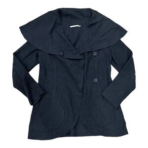 Elaine Kim Gray Shawl Collar Merino Wool Cardigan Jacket 4